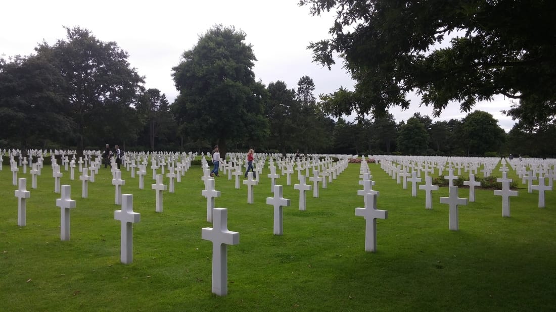 Graves in the Normandy American Cemetery in Colleville-sur-Mer, France