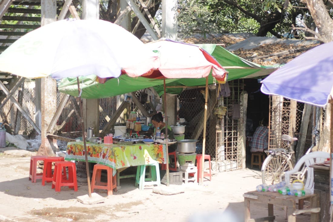 Market stall at a Yangon Circle Line station